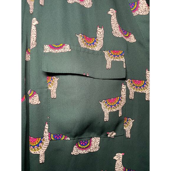 Torrid Harper - Green Llama Print - Quarter Sleeve Shirt - Size 1 - Picture 13 of 14